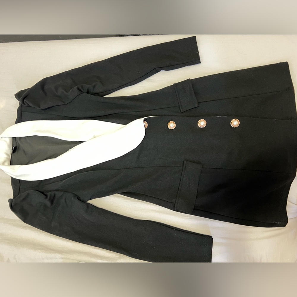 Black and white blazer vintage style dress with gold buttons, Never used